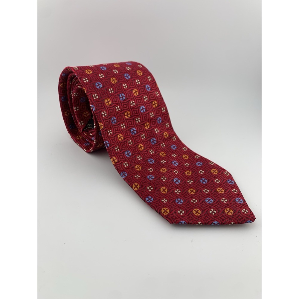 Robert Talbott Best of Class Nordstrom Tie Red with Geometric Pattern Silk VTG